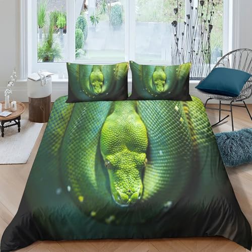 Housse de couette serpent vert de qualité supérieure avec taies d'oreiller super douces - 4