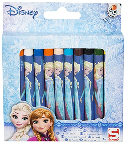 SRVertex Lot de 24 crayons de cire La Reine des Neiges II - Faciles à prendre en main, durables, non toxiques et sans danger pour les enfants à partir de 3 ans (gelée) Cover