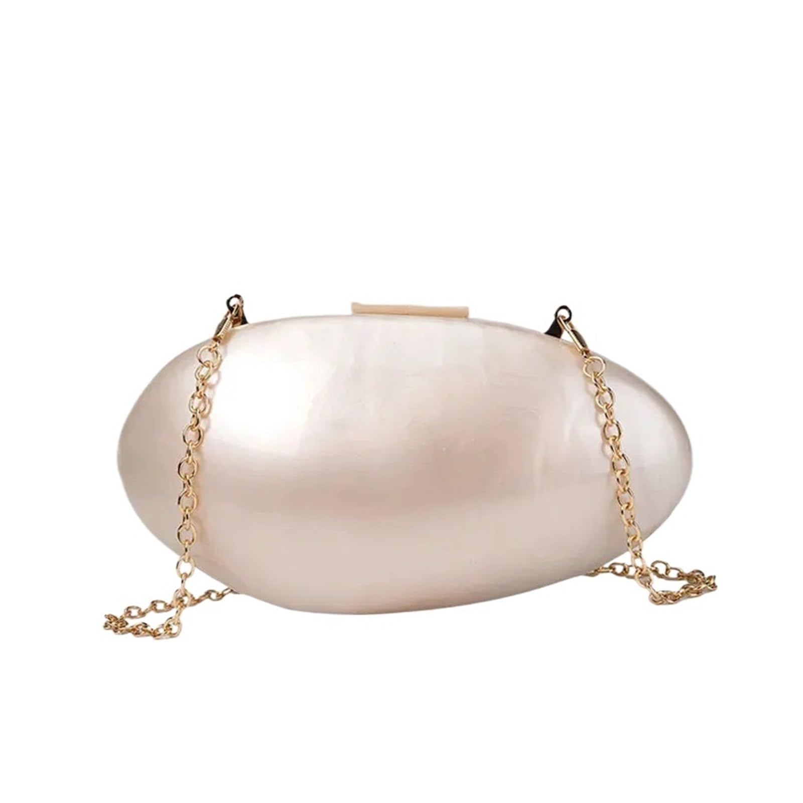 Lxhzsy Women's Pearl Plain Chain Shell Bag Pearl Evening Bags Designer Luxury Clutch Purse Mini Wallet Shell Chain Shoulder Crossbody Wedding Party Handbag(Pearl Plain Chain)