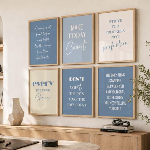Image of kotart Inspired Motivational Quotes poster with Wall Hanging frames for Living Room | Bedroom | Office | Gift | Decoration frames for Home | Painting wall Decor Set of 6 (13x17, D) Pack of 6