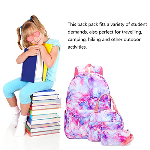 Camtop Girls Backpack For School, Girls Backpack With Lunch Box Kids Bookbag Set For Elementary Middle School (878-3/Galaxy-Purple) #TOP3