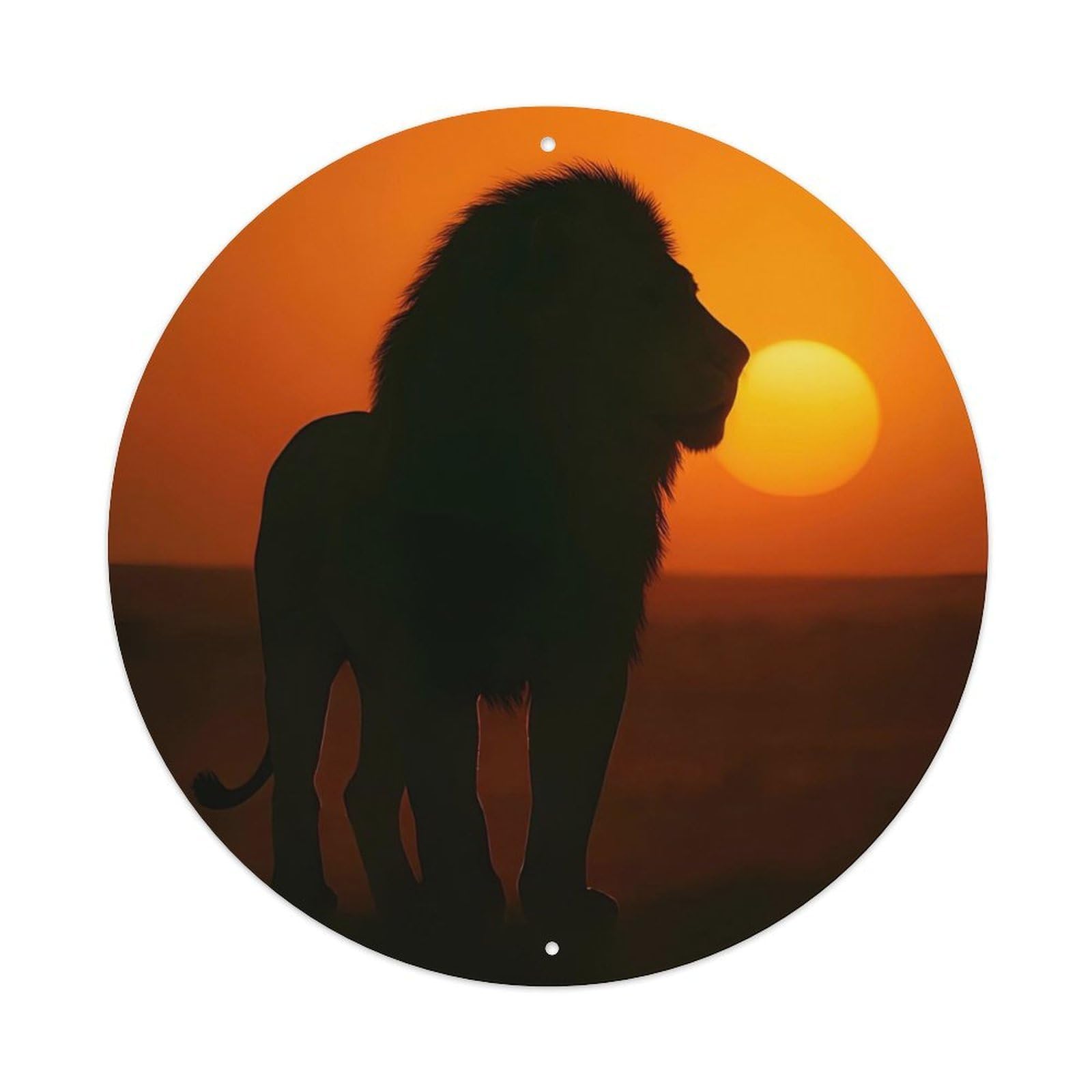 Cwbufd Vintage Style Animal African Lion Sunset Silhouette Wildlife Photography Nature Vintage Metal Tin Sign Plaque Wall Decor For Cafe, Club Bar, Office, Garden Metal Poster 8X8inch