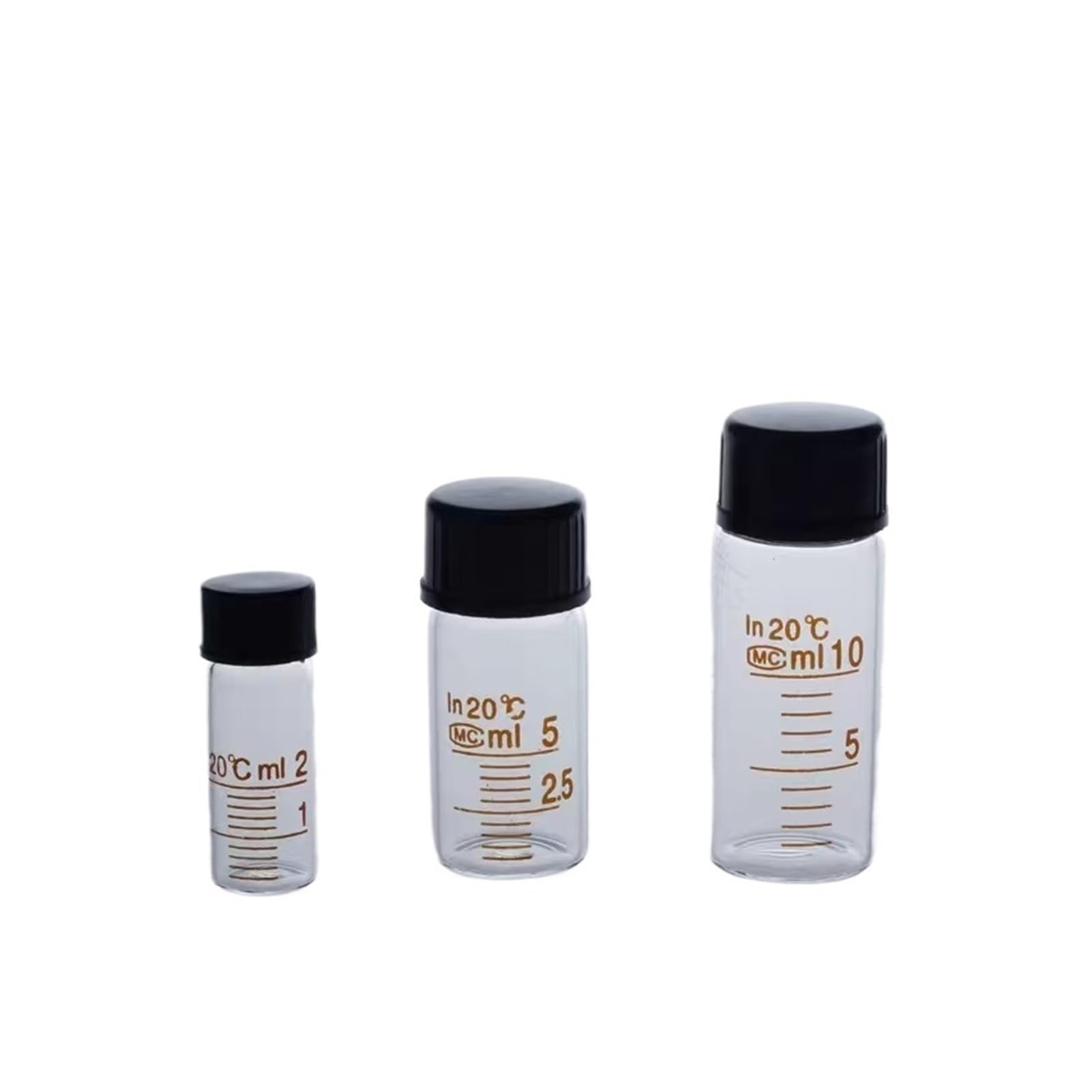 Botellas de vidrio transparentes, Frasco de reactivo de vidrio de borosilicato redondo graduado de 5 ml a 1000 ml, viales de muestra de color marrón transparente(150ml 2pcs)
