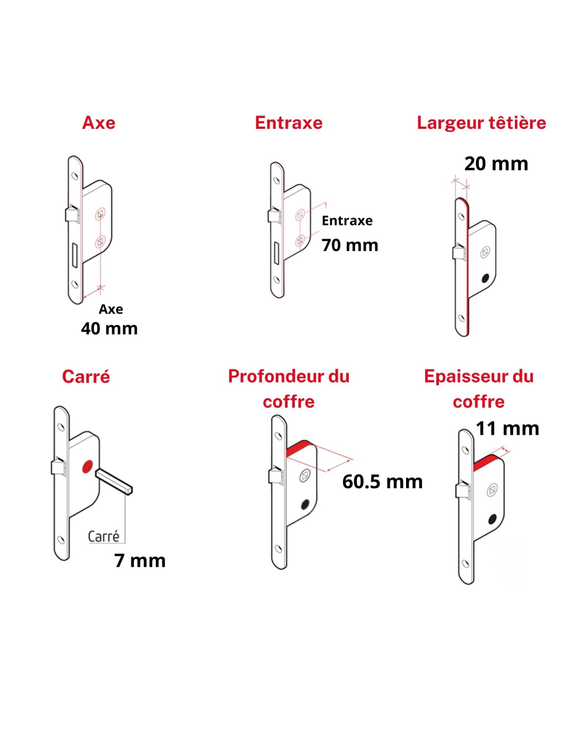 THIRARD - Serrure Encastrable Magnétique à Condamnation - Salle de Bain et Toilette - Axe 40 mm - Système Magnétique à Pêne Rétractable - Gâche Plate Acier - Ø Carré 7 mm - Fer Satiné - Gris
