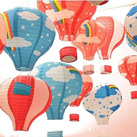 10pcs Colorful Cartoon Paper Hot Air Balloon Ceiling Hanging Ornaments Decorative for Baby Shower Kindergarten Party Cover
