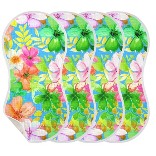 Watercolor Flower Green Burp Cloths for Babies Burp Rag Cotton Spit Up Rag for Newborns Babies Girls3