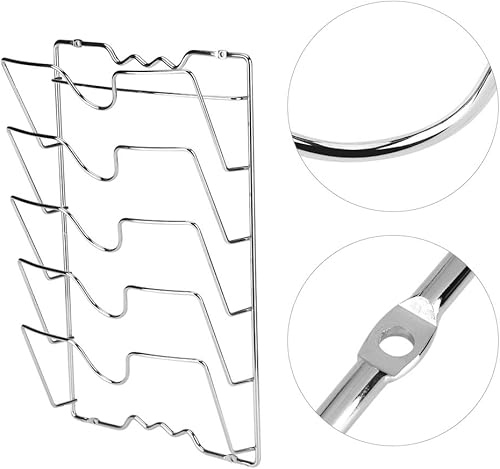 Miniatura 6 de TOPINCN Soporte para tapa de olla, organizador de cocina de hierro, soporte para montaje en la puerta de la pared, estante de almacenamiento para