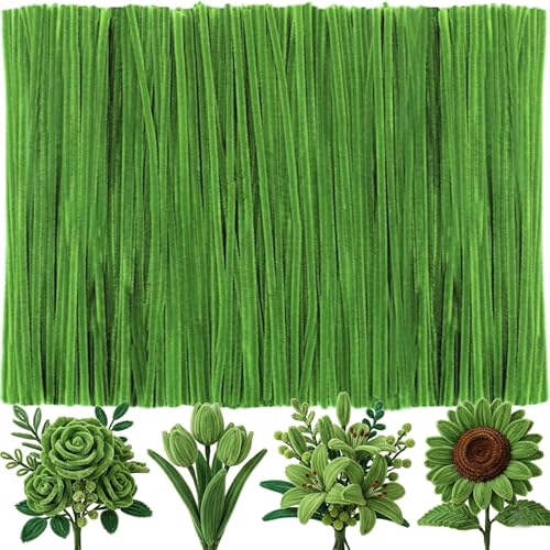 Craft Pipe Cleaners Chenille Stems 100 Pieces Bulk Set for DIY Arts Crafts Decorations Wedding Centerpieces Floral Arrangements Gift Wrapping Supplies - Soft Bendable (100 Green)