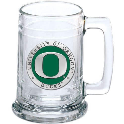 Heritage Pewter Oregon Ducks Beer Stein Glass | 15 Ounce German-Style Beer Glass | Intricately Crafted Metal Pewter Alma Mater Inlay