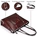 S-ZONE Leather Tote Bag for Women Office Shoulder Handbag 15.6 Inch Work Laptop Briefcase (Coffee)