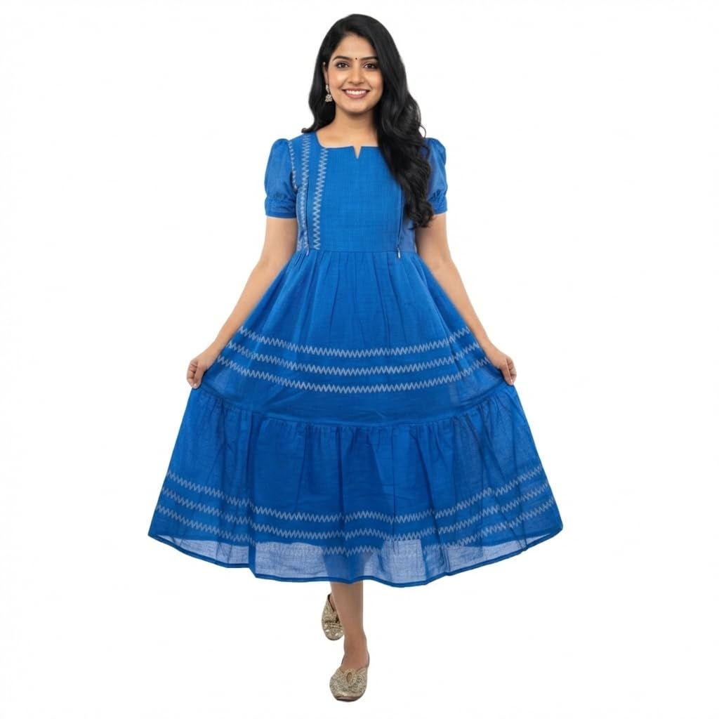 Feeding Midi Dress | 2-Tier Maxi | Nursing Maxi Dress for New Moms | Feeding Friendly Maxi Dress with Puff Sleeves-image-28