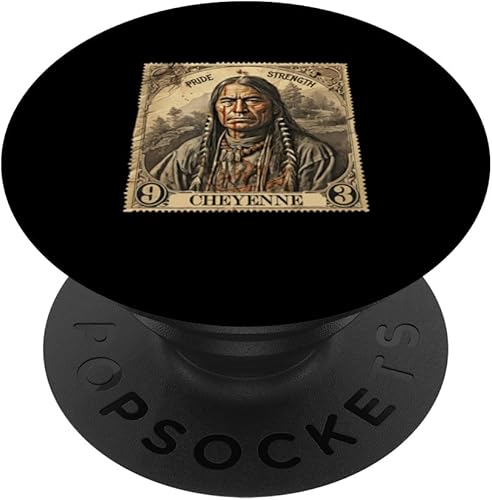 Cheyenne Native Indian Retro Stamp Pride Strength PopSockets Standard PopGrip
