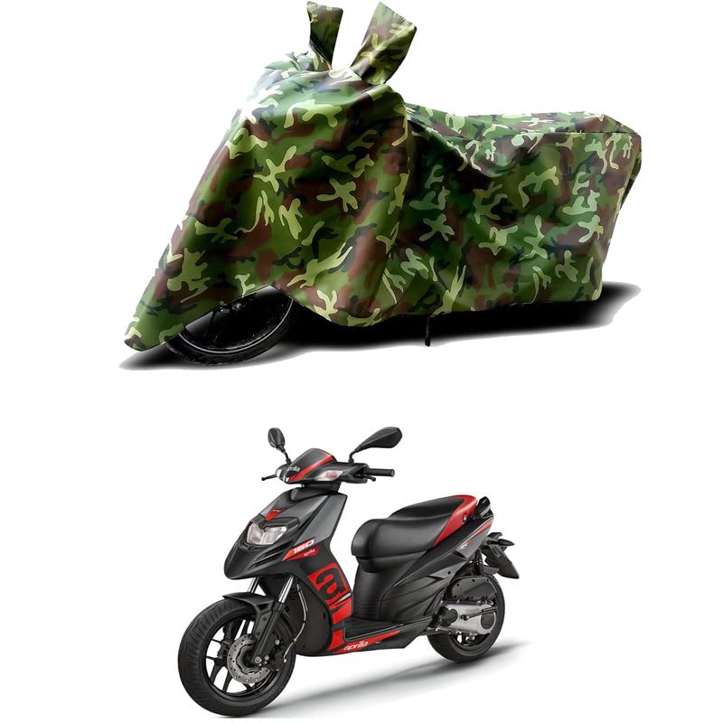 Image of 100% Water Resistant Full Bike Scooty Two Wheeler Body Cover Compatible for Aprilia SR 160 /UV-Rays /Heat Protection /Birds Dropping /Scratchproof /Dust Proof /Waterproof /All Varients[Green MJ]