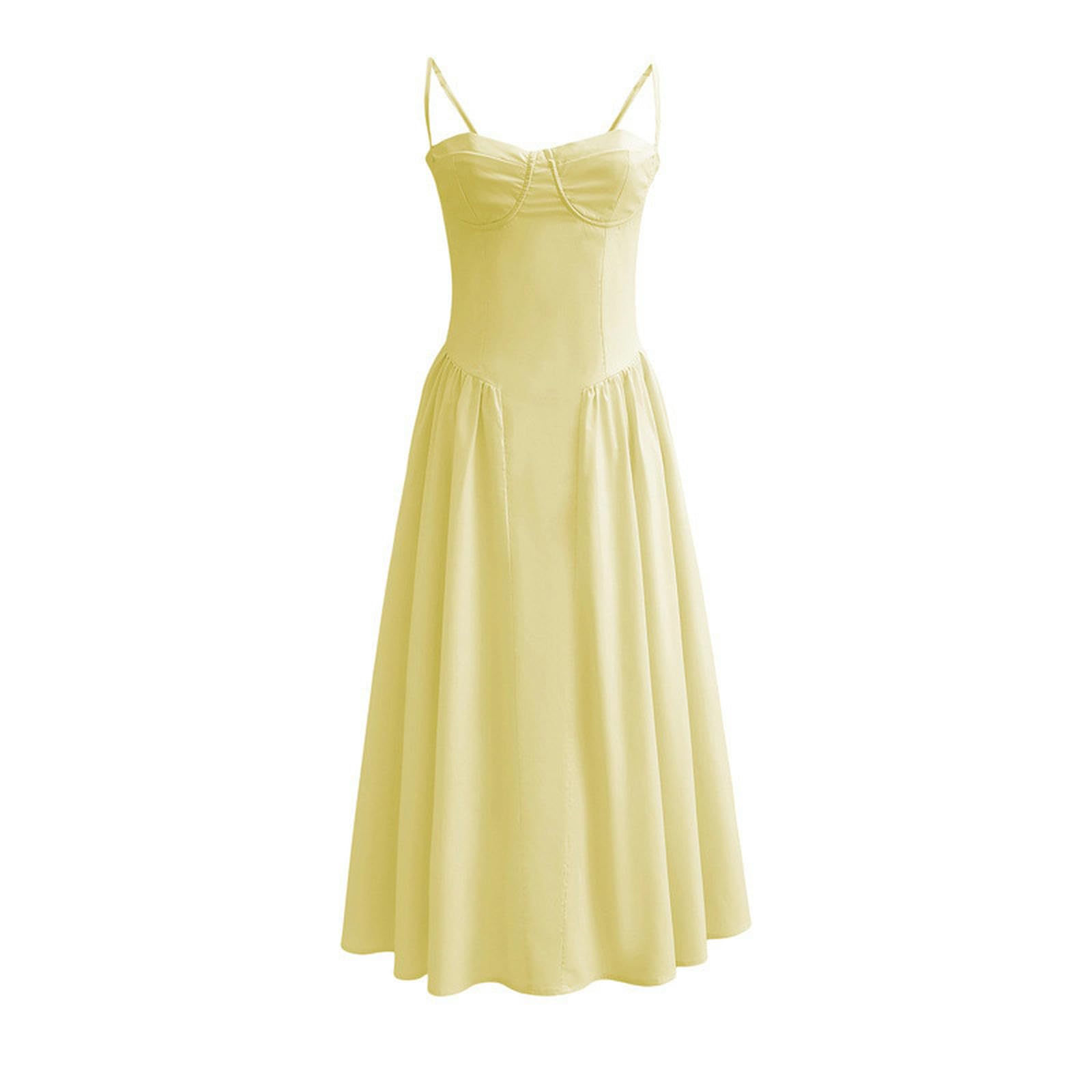 Jupe à bretelles sans bretelles jaune taille M pour robe mi-longue d'été