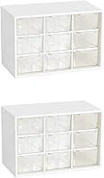 Vista 1 de Feadily Small Parts Organizer 9 Drawer Desktop Storage Box with Clear Drawers White 2 Pack