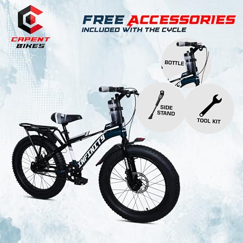 Image of CAPENT Infinity 20 * 300 Fat Tyre Bicycle for Kids, 20 Inch Wheels, Dual Disc Brakes, Rigid Fork, Ages 7-10 Years Boys - Girls (Blueish)