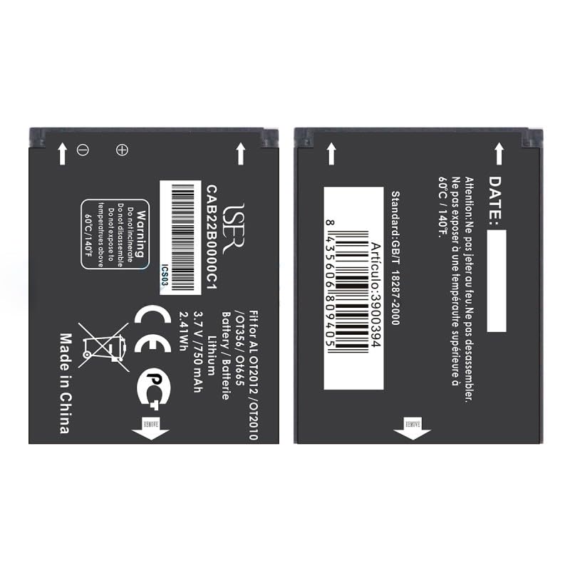 Bateria CAB22B0000C1 para Alcatel One Touch OT2012 OT2010 OT356 OT6651008 1009 1016 1030 1035 1040 1010 1042 1046 750mAh