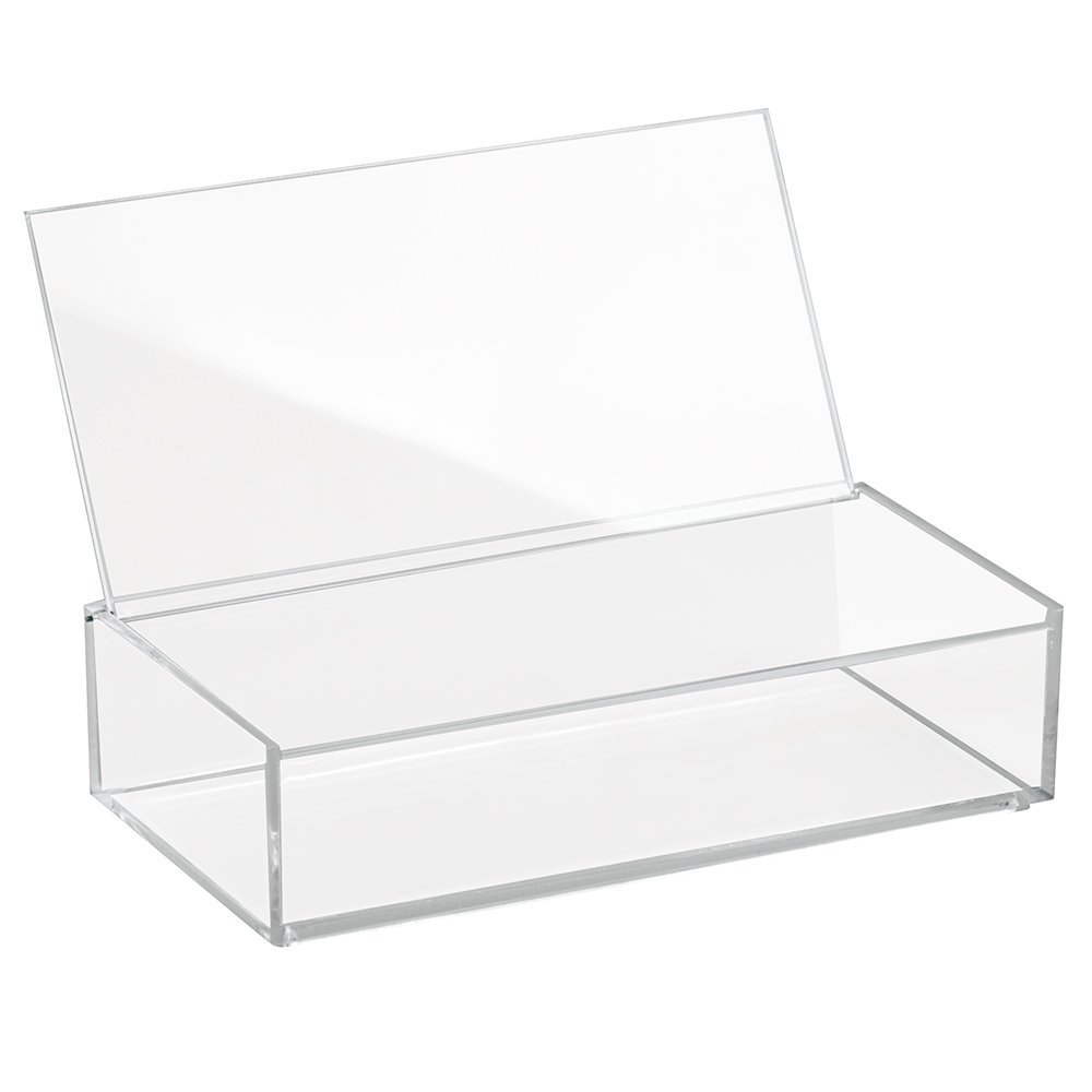iDesign Clarity Cosmetic Organizer with Lid for Vanity Cabinet to Hold Makeup, Beauty Products - Large, 2" Tall, Clear