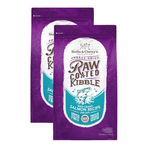 Stella & Chewy's Raw Coated Cat Food - High Protein, Grain-Free Kibble with Wild-Caught Salmon - Premium Digestive Support with Probiotics - Natural Small Kibble - Perfect for Picky Eater - 10 lb Bag - image 1