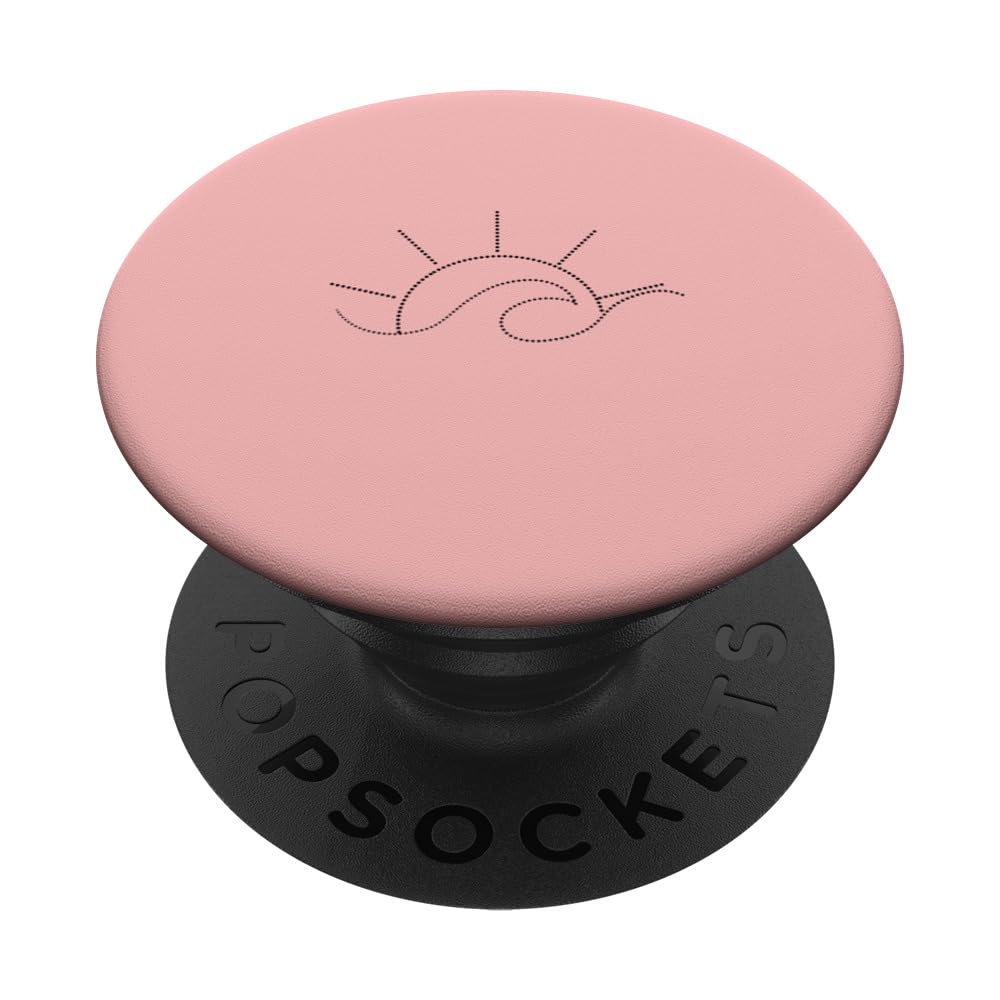 Pink Summer Sun Surf Waves Beach Outline PopSockets Standard PopGrip