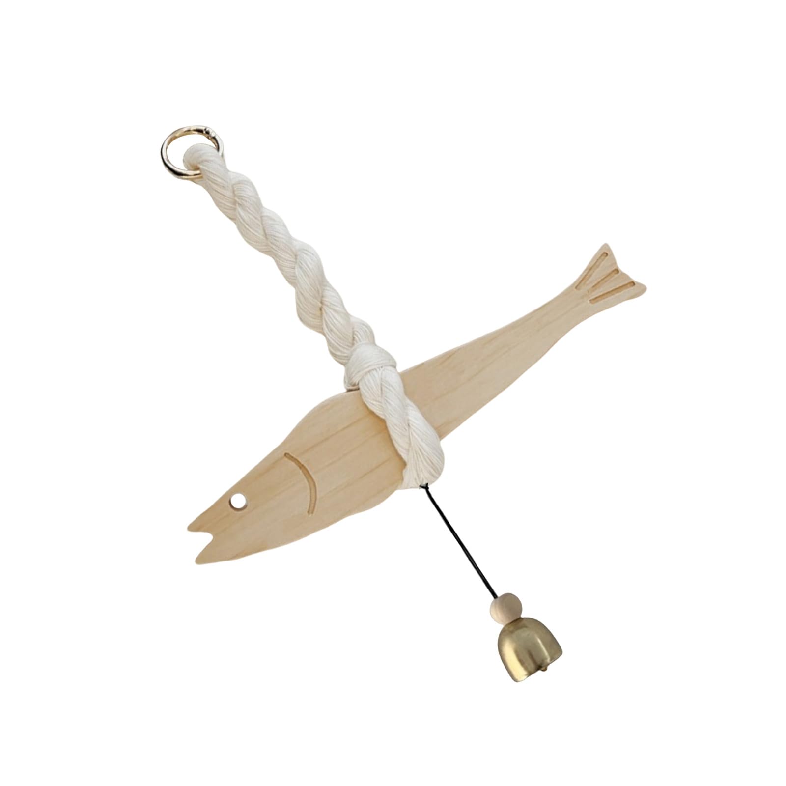 Wooden Fish Pendants Doorbell Hanging Chimes Ornament with Bells for Front Door Entryway Home Decors and Artistics Touch Wooden Fish Door Chimes