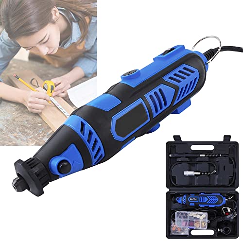 Juego de herramientas rotativas de 135 W, 80 accesorios, 32000 rpm de alta velocidad, para moler, pulir, curvar y grabar madera, taladrar y cortar metales blandos Cover