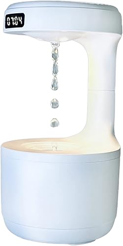 Humidificadores de niebla fría con gotas de agua antigravedad (27.1 fl oz), humidificador de aire silencioso con luz nocturna y pantalla de reloj