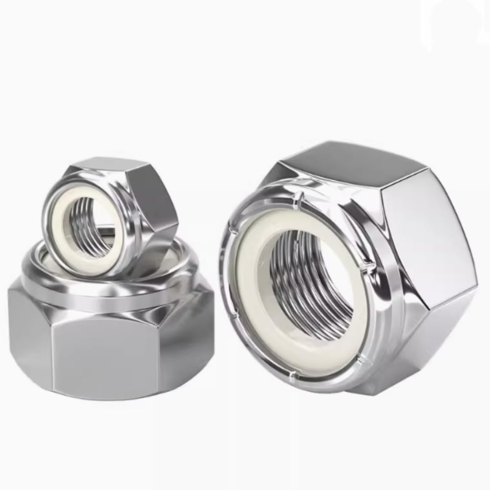 304 / 316UNC Nylon Lock Nuts Stainless Steel Self-Locking Nylon Lock Nuts for Industrial Construction Fasteners (316 :10Pcs: 7/16-20)