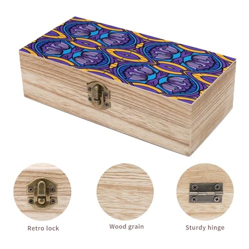 Boîte en bois rétro bleu et violet, le cadeau idéal