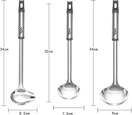 Miniatura 6 de Lebabo Cucharón para salsa, cucharones pequeños de 1 onza para servir salsa, cucharón de salsa de acero inoxidable con boquilla de vertido, cuchara