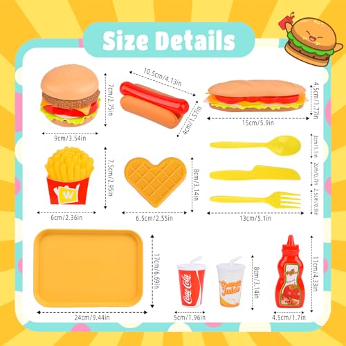 Küchenspielzeug Lebensmittel Spielzeug für Kinder,DIY Hamburger Hotdog Spielzeug Set,Kinderküche Zubehör Kinderküche Zubehör Lernspiele Kinderspielzeug Geschenk für Jungen Mädchen