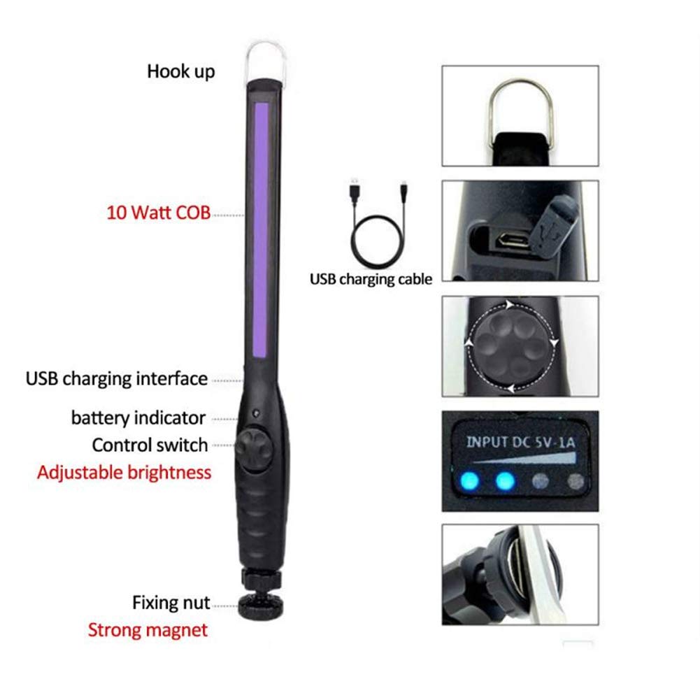 10W Lámpara UV mano, portátiles esterilizador ultravioleta lámparas UVC temporizador de cuarzo artefacto de iluminación para el recorrido del hogar del filtro de aire de carga USB