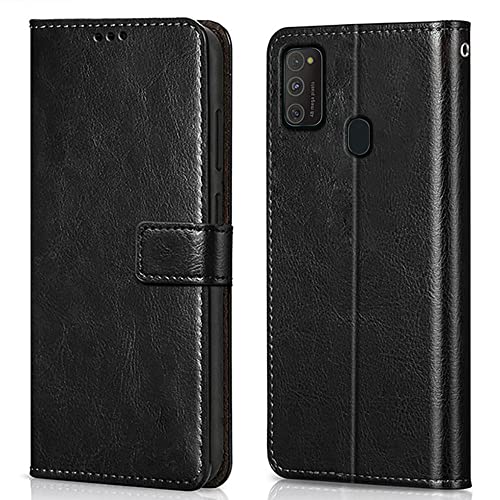 Image of WOW IMAGINE Shock Proof Flip Case Back Cover for Galaxy M31 | F41 | M31 Prime (Flexible | Leather Finish | Card Pockets Wallet & Stand | Black)