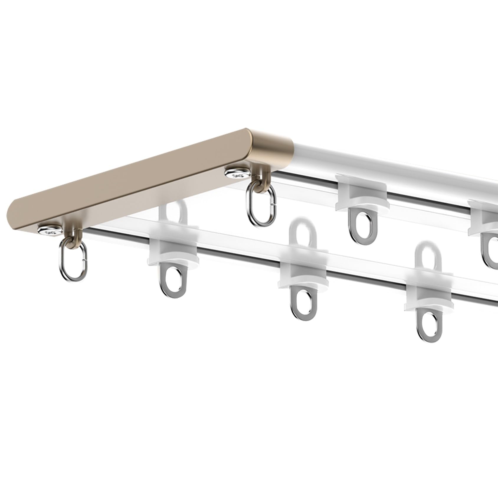 Cmjymx White Ceiling Track For Curtain Conjoined Double Track Rail, Easy To Install Aluminium Alloy Curtain Rail, Heavy-Duty Curtain Rails Drop Ceiling Curtain Track Set(,8.5Ft/260Cm)
