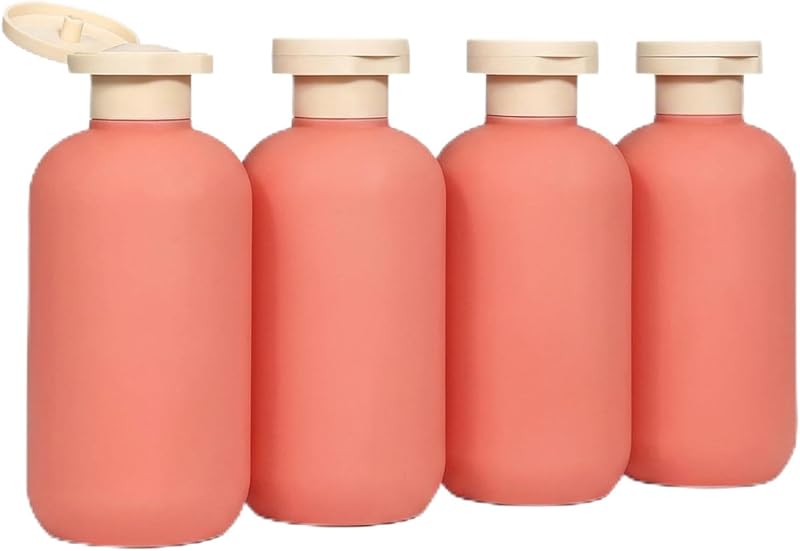 Frascos Recarregáveis DEMORA para Viagem, 200 mL, com Tampa Flip e Etiquetas, Laranja, 4 Unidades