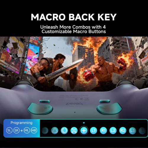Image of ASRVA Chrome Blue Wireless Pro Controller for PS5,4 Back Buttons,Hall Effect Joystick(No Drift),Micro-Switch,Gyro,Macro,1000mAh,RGB,Compatible with PS5 /Pro /Slim /PC /iOS /Android