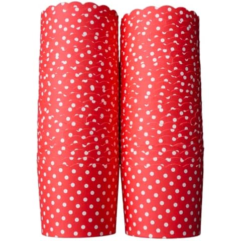 BAKE-IN-CUP 50-Pack Paper Baking Cups, Greaseproof Disposable Cupcake Muffin Liners (Large, Red Polka Dots) Cover