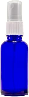 1 Oz (30 ml) Blue Boston Round Glass Bottle w/White Fine Mist Sprayer - 36 pcs