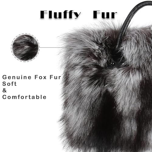 Fur Story Women's Winter Fur Bag Silver Fox Handbag Leather Ladies Shoulder Bag2