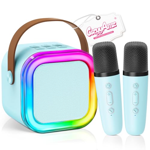 【2026 Newest】 Mini Karaoke Machine for Kids Girls & Boys - Portable Bluetooth Speaker with 2 Wireless Microphones - Kids Birthday Gifts for Ages...