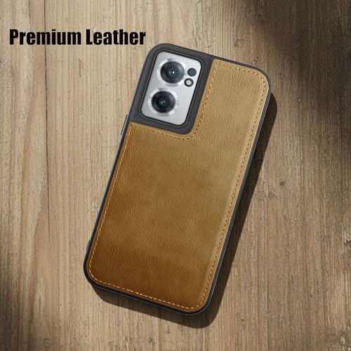 Image of Leather Case for OnePlus Nord CE 2 Premium Protective Stylish Slim Cover with Shockproof Raised Edges Brown