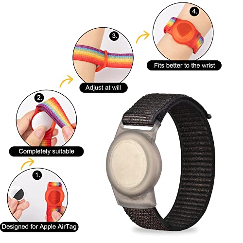 Image of Bracelet for AirTag Kids,Protective Cover for Air Tag with Nylon Wristband | Adjustable for Air Tag Bracelet,Anti Lost GPS Trackers Case Elastic Watch Band for Toddlers Girls Boys Elders