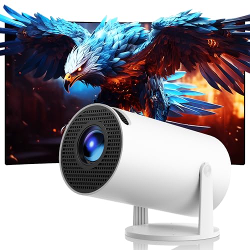 Image of 4K Supported Mini Projector with Android 11.0, WiFi and Bluetooth, Auto Keystone Correction, 270° Rotation, Compatible with iPhone/Android/HDMI/USB/TV Stick, White