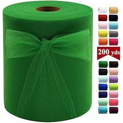 IONTACH Emerald Green Tulle Fabric Roll 6 Inch X 200 Yards Tulle Ribbon | Lightweight, Sheer Tulle Fabric for Christmas Gift Wrapping, Tutu, Bows, Wreaths, Tutus, Party Decor & Craft Supplies