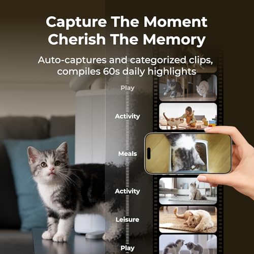 Automatic Cat Feeder with Camera AI-Powered, 2k HD Video Night Vision, 5G/2.4G Wi-Fi Programmable, 2-Way Audio, Low Food Alert, Blockage Sensor, 1-Year Subscription Version - Image 5