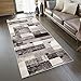 Produktbild Tapiso Fiesta Teppich Läufer Meterware Kurzflor Flur Küche Korridor Brücke Beige Schwarz Grau Modern Figuren Vierecke Meliert Design 70 x 120 cm