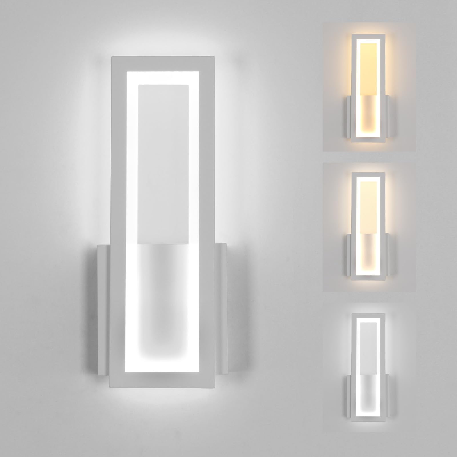 Osairous LED Indoor Wall Light, 16W 1800LM White Modern Acrylic Wall Light, 3000K/4500K/6500K for Bedroom, Living Room, Hallway, Staircase, 32 cm