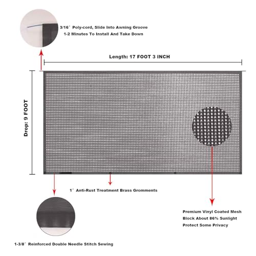 Image of RV Awning Mesh Sun Shade Screen for Motorhome Camper Trailer Sunshade