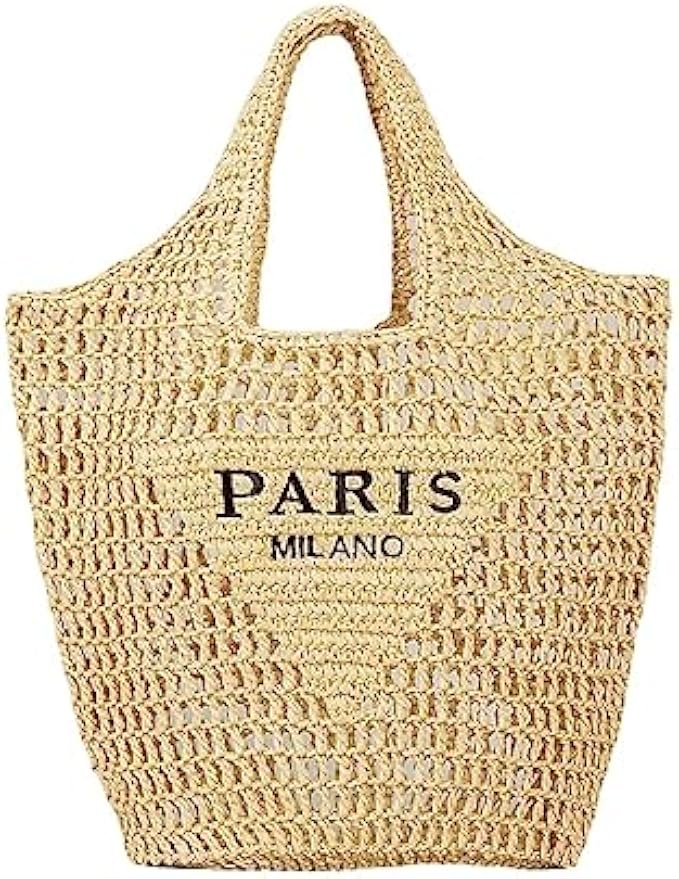 Straw Tote Bag for women,Mesh Hollow Woven Tote Bag,Handbag Beach Bag,Paris Hobo Bag,Large Shoulder Travel Tote Bag