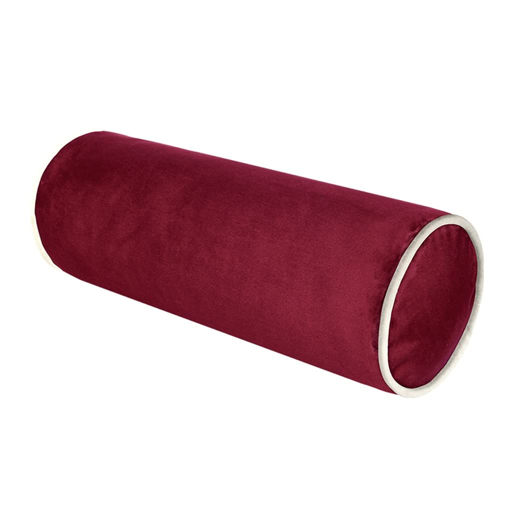 Coussin rond canapé bois massif chanvre 45x15cm oreiller salon